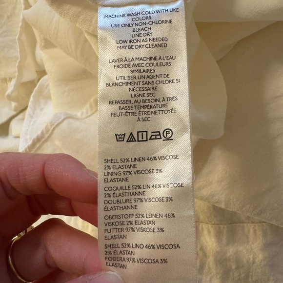 Maeve Anthropologie Puff-Sleeve Corset Linen Midi Dress - White Size Large - Picture 14 of 16